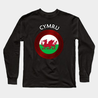 Cymru Flag & Celtic Knot Long Sleeve T-Shirt